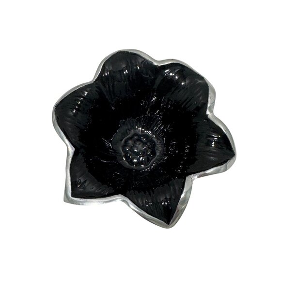 NEW Julia Knight Flowers Lily 5" Black Caviar Bowls Enamel Aluminum Signed - Picture 4 of 9